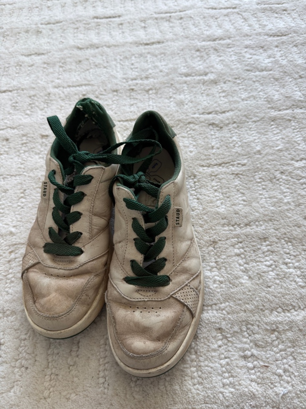 Staud x Keds White Sneakers with Dark Green Laces